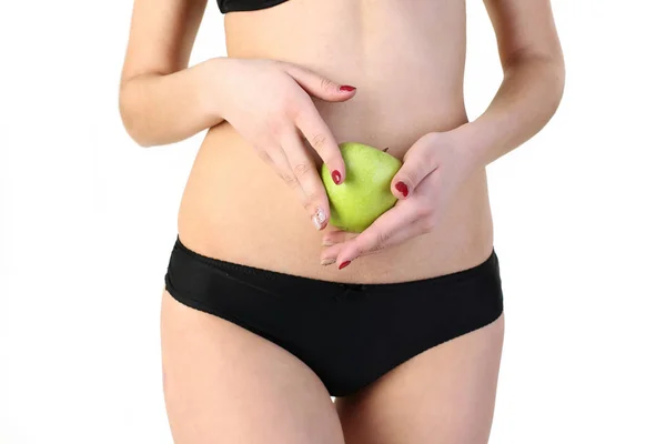 Beautiful female body and healthy eating concept — Stock Photo, Image