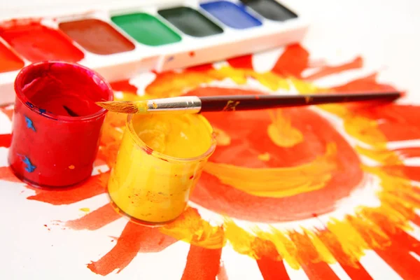 Colored Paints Paintbrush — Stock Photo, Image