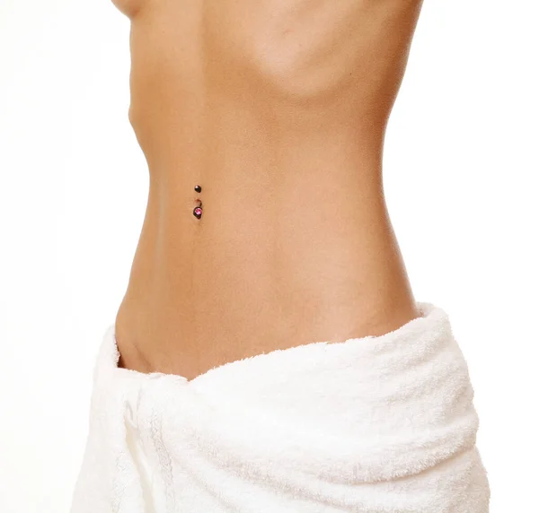 Female Body Towel White Backgroun — Stock Photo, Image