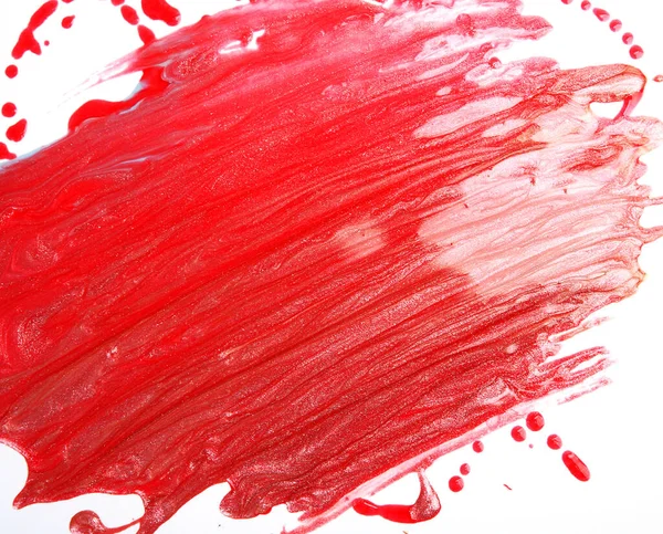 Rote Farbe Auf Weißem Hintergrund Beschmiert — Stockfoto