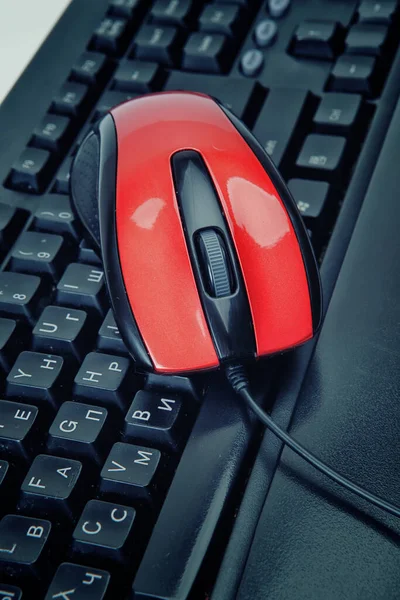 Keyboard Computer Mouse Remote Work — Stock Photo, Image