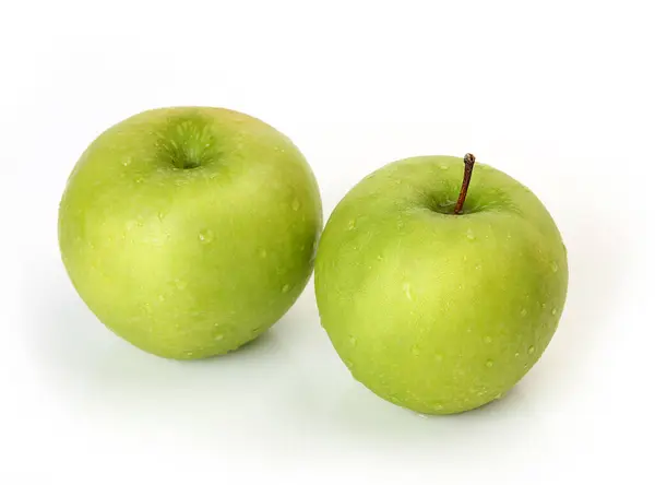 Zelená Jablka Bílém Pozadí Pro Zdravou Stravu — Stock fotografie