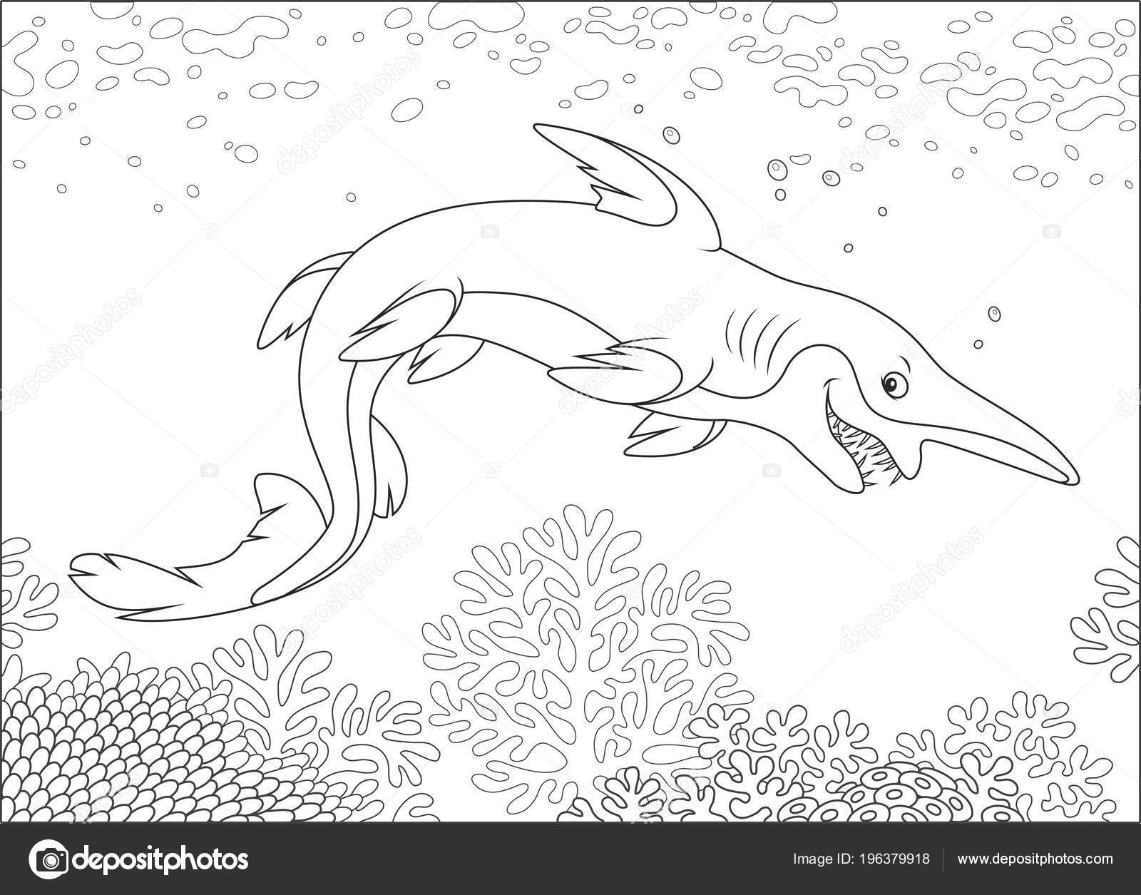 scary deep see goblin shark insidious smile swimming sea stock vector image by c alexbannykh 196379918 pages de coloriages