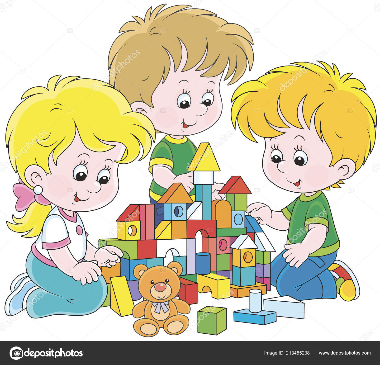 Castelo Infantis Bloco De Brinquedos Construindo Ilustração De