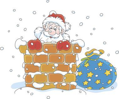 Night before Christmas, Noel Baba bir bacadan karla kaplı çatıda arıyorsunuz