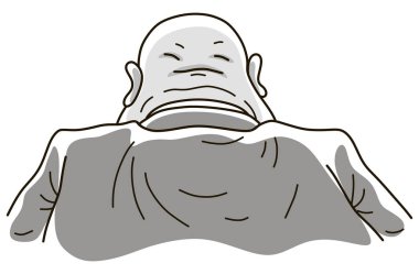 Second face of a bureaucrat, vector illustration of a fat bald clerk with folds on the back of his head clipart