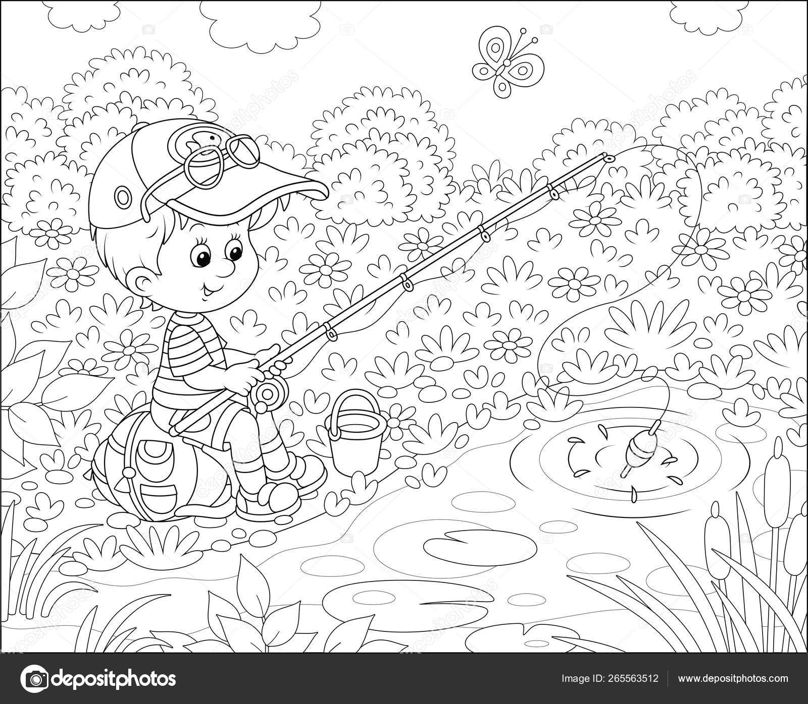 desenho vetorial para colorir para peixe infantil debaixo d'água