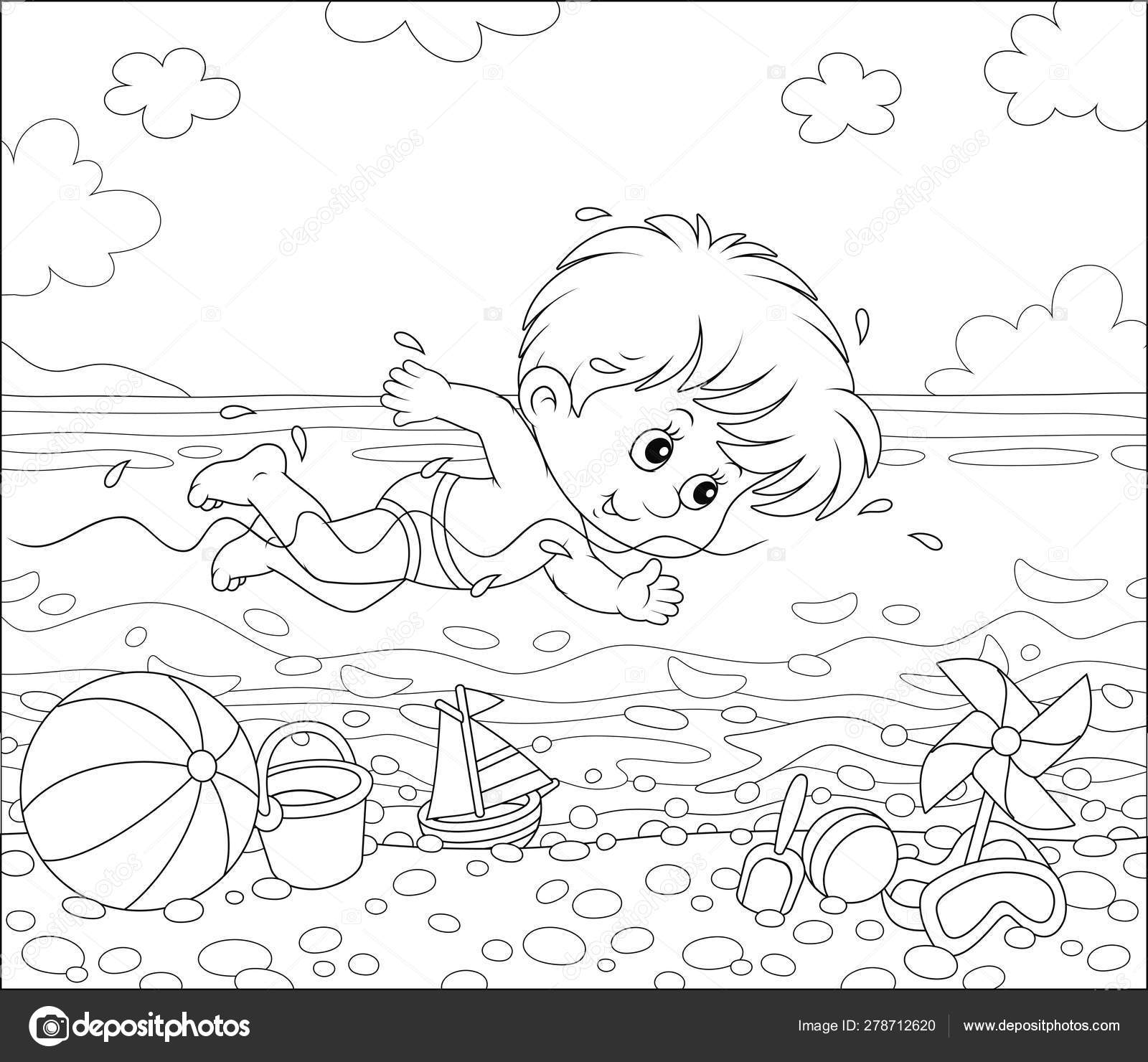Little Boy Swimming Sea Water Beach Sunny Summer Day Black Stock Vector Image by ©AlexBannykh #278712620 Little Boy Swimming Sea Water Beach Sunny Summer Day Black Stock Vector Image by ©AlexBannykh #278712620