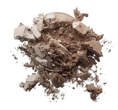 Ezilmiş doku ışık bej göz gölge beyaz arka plan üzerinde izole. Makro doku kırık bej toz beyaz arka plan üzerinde