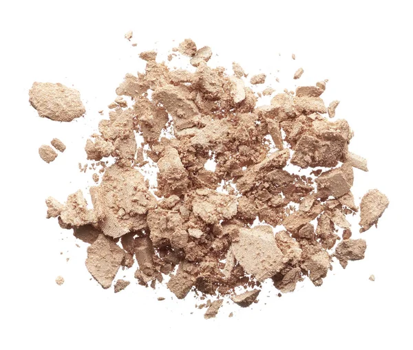 Crushed Texture Light Beige Eye Shadow Isolated White Background Macro — Stock Photo, Image