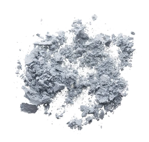 Crushed Texture Light Grey Eye Shadow Isolated White Background Macro — Stock Photo, Image