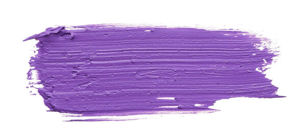 Purple makeup smear of lip gloss isolated on white background. Purple lipstick texture isolated on white background. Broken purple lipstick