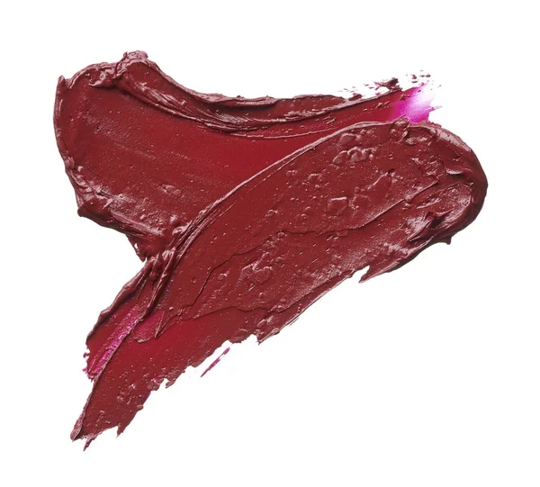 Röd Makeup Utstryk Läppglans Isolerad Vit Bakgrund Rött Läppstift Textur — Stockfoto