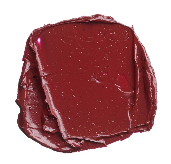 Mancha Maquillaje Rojo Brillo Labial Aislado Sobre Fondo Blanco Textura —  Fotos de Stock