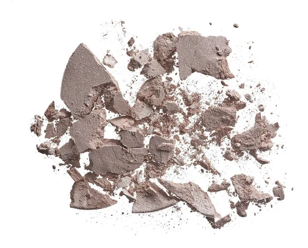 Ezilmiş doku ışık bej göz gölge beyaz arka plan üzerinde izole. Makro doku kırık bej toz beyaz arka plan üzerinde