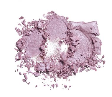 Pembe ya da beyaz arka plan üzerinde izole makyaj göz farı kırık. Doku kırık pembe allık ya da hafifçe pembe göz farı beyaz izole