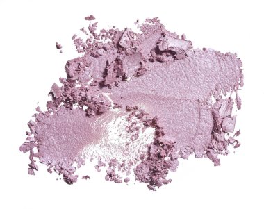 Pembe ya da beyaz arka plan üzerinde izole makyaj göz farı kırık. Doku kırık pembe allık ya da hafifçe pembe göz farı beyaz izole