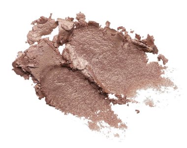 Beyaz arka plan üzerinde izole kahverengi göz farı ezilmiş dokusuna. Doku beyaz arka plan üzerinde kırık altın tozu