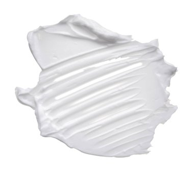 Beyaz? reamy doku beyaz arka plan üzerinde izole. Beyaz arka plan üzerinde yüz kremi smear