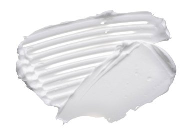 Beyaz? reamy doku beyaz arka plan üzerinde izole. Beyaz arka plan üzerinde yüz kremi smear