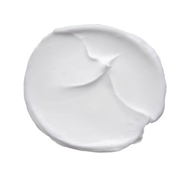 Beyaz? reamy doku beyaz arka plan üzerinde izole. Beyaz arka plan üzerinde yüz kremi smear