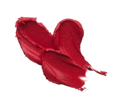 Mat ruj beyaz arka plan üzerinde izole kırmızı makyaj smear. Beyaz arka plan üzerinde izole kırmızı krem ruj doku