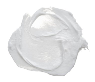 Beyaz? reamy doku beyaz arka plan üzerinde izole. Beyaz arka plan üzerinde yüz kremi smear