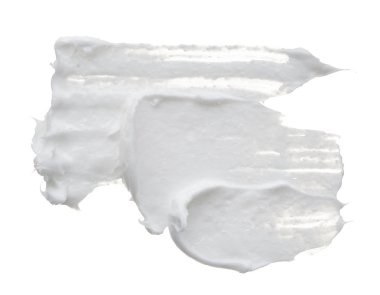 Beyaz? reamy doku beyaz arka plan üzerinde izole. Beyaz arka plan üzerinde yüz kremi smear