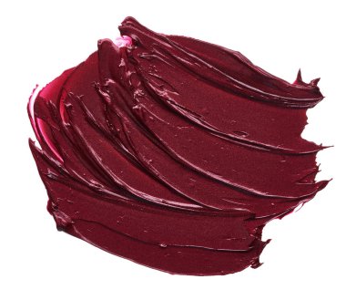 Mat ruj beyaz arka plan üzerinde izole kırmızı makyaj smear. Beyaz arka plan üzerinde izole kırmızı krem ruj doku