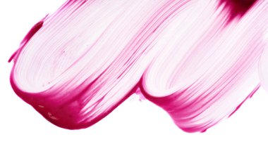 Dudak parlatıcısı beyaz arka plan üzerinde izole kırmızı makyaj smear. Beyaz arka plan üzerinde izole kırmızı krem ruj doku