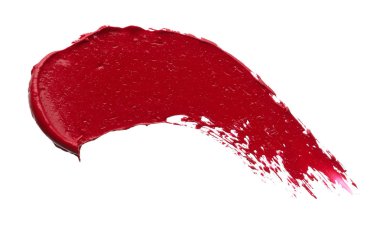 Mat ruj beyaz arka plan üzerinde izole kırmızı makyaj smear. Beyaz arka plan üzerinde izole kırmızı krem ruj doku