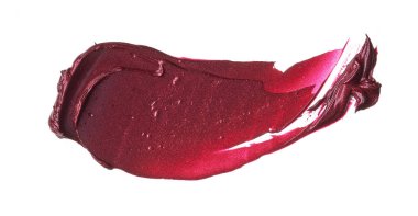 Mat ruj beyaz arka plan üzerinde izole kırmızı makyaj smear. Beyaz arka plan üzerinde izole kırmızı krem ruj doku