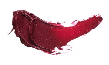 Mat ruj beyaz arka plan üzerinde izole kırmızı makyaj smear. Beyaz arka plan üzerinde izole kırmızı krem ruj doku