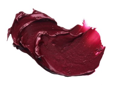 Mat ruj beyaz arka plan üzerinde izole kırmızı makyaj smear. Beyaz arka plan üzerinde izole kırmızı krem ruj doku