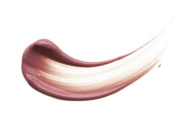 Beyaz arka plan üzerinde izole kremsi Vakfı'nın hafif bej makyaj karalama. Beyaz zemin üzerine altın kremsi lipgloss doku