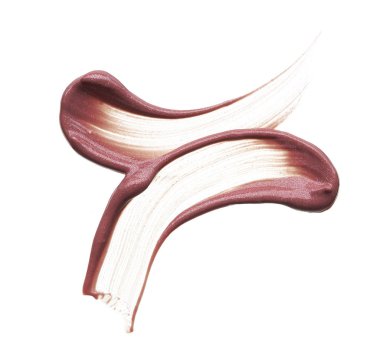 Beyaz arka plan üzerinde izole kremsi Vakfı'nın hafif bej makyaj karalama. Beyaz zemin üzerine altın kremsi lipgloss doku