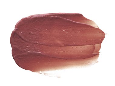 Beyaz arka plan üzerinde izole kremsi Vakfı'nın hafif bej makyaj karalama. Beyaz zemin üzerine altın kremsi lipgloss doku