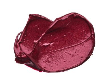 Mat ruj beyaz arka plan üzerinde izole kırmızı makyaj smear. Beyaz arka plan üzerinde izole kırmızı krem ruj doku