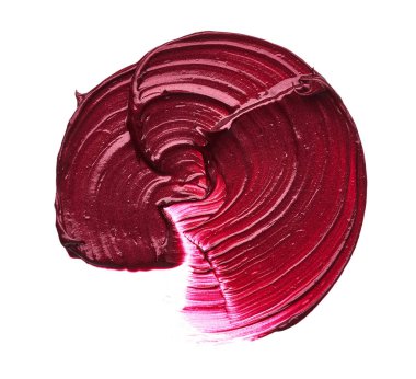 Mat ruj beyaz arka plan üzerinde izole kırmızı makyaj smear. Beyaz arka plan üzerinde izole kırmızı krem ruj doku