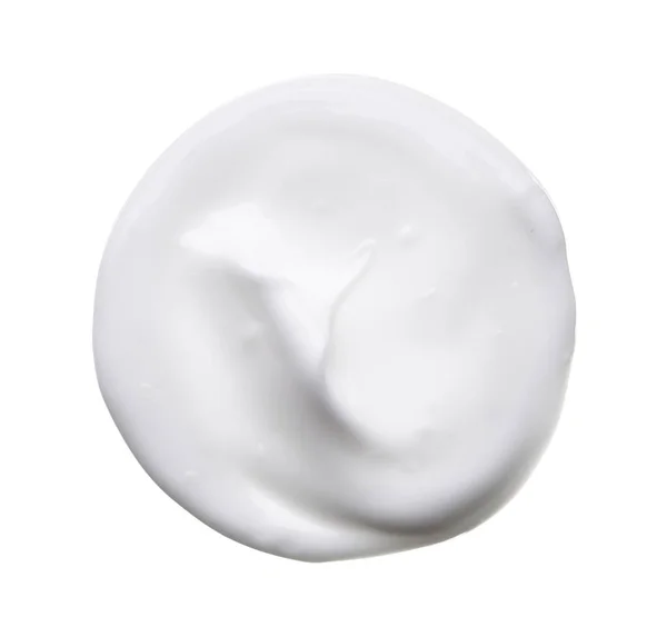 Esfregaço Branco Creme Cosmético Isolado Fundo Branco Textura Fundação Cremosa — Fotografia de Stock