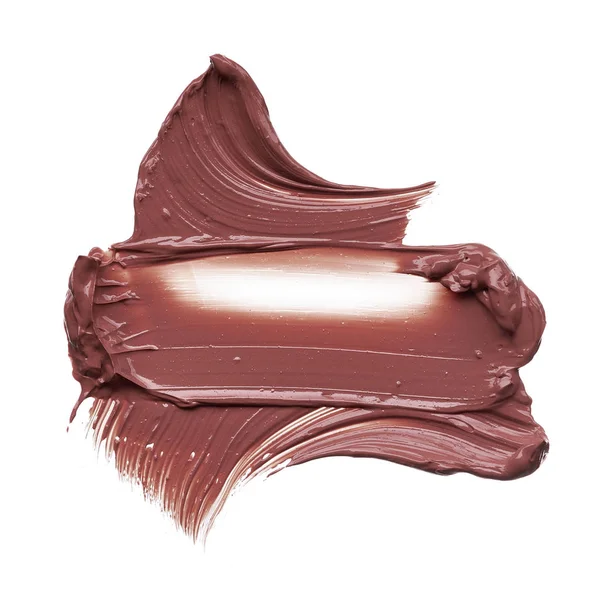 Tekstur Lipstik Coklat Diisolasi Pada Latar Belakang Putih Membersihkan Lipgloss — Stok Foto