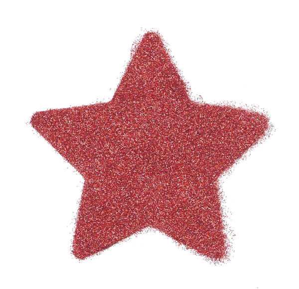 Lumineux Original Fond Rouge Paillettes Sous Forme Une Étoile Pochoir — Photo