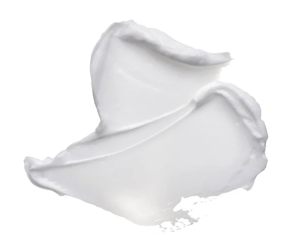 Bianco Texture Reamy Isolato Sfondo Bianco Spalmo Crema Viso Sfondo — Foto Stock