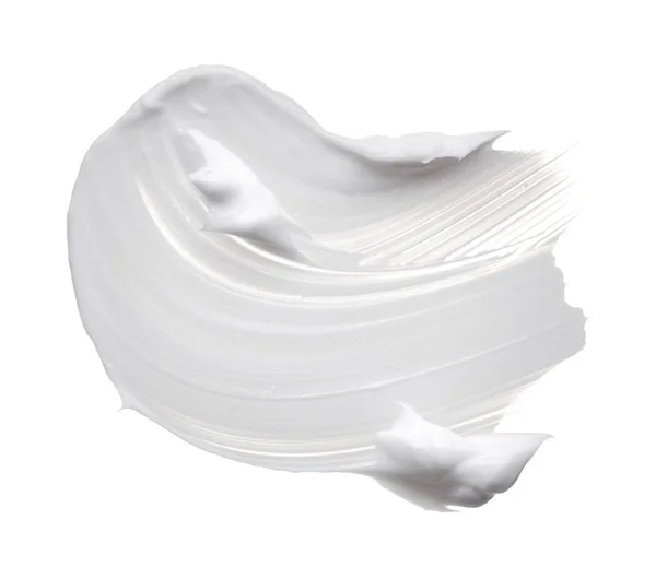 Bianco Texture Reamy Isolato Sfondo Bianco Spalmo Crema Viso Sfondo — Foto Stock