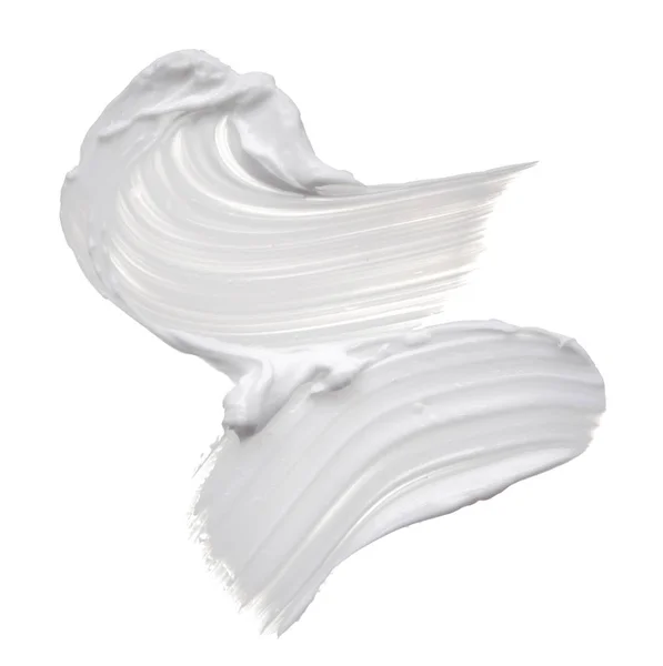 Bianco Texture Reamy Isolato Sfondo Bianco Spalmo Crema Viso Sfondo — Foto Stock