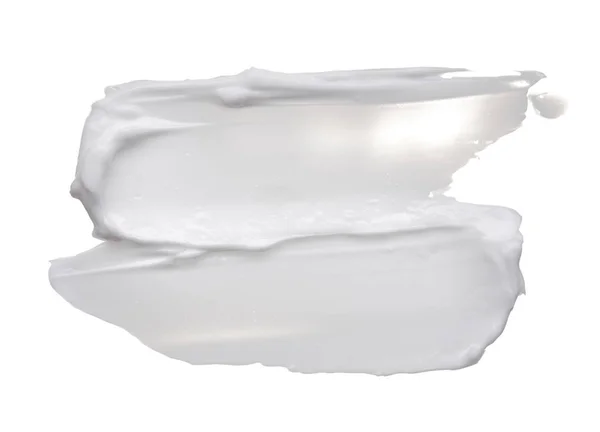 Bianco Texture Reamy Isolato Sfondo Bianco Spalmo Crema Viso Sfondo — Foto Stock