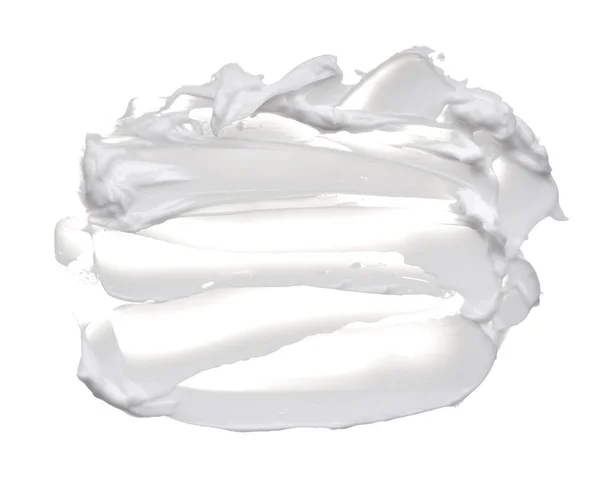 White Reamy Texture Isolated White Background Smear Face Cream White — Stock Photo, Image