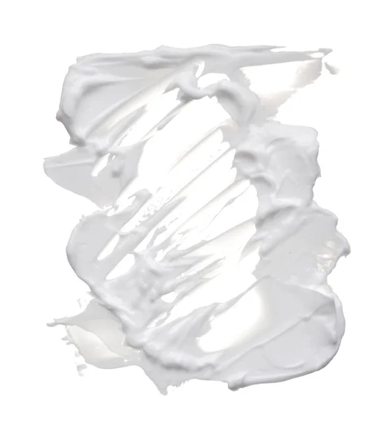 White Reamy Texture Isolated White Background Smear Face Cream White — Stock Photo, Image