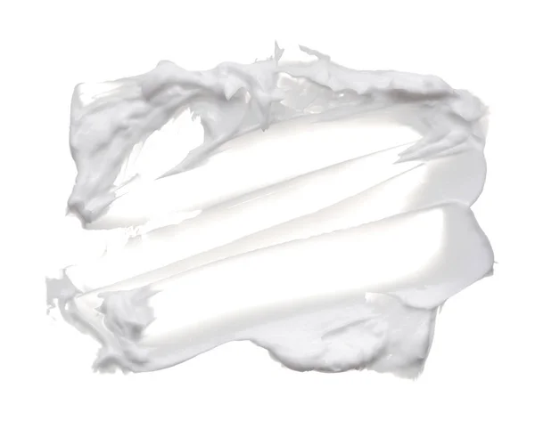 Biały Reamy Tekstury Białym Tle Wymaz Twarzy Krem Białym Tle — Zdjęcie stockowe
