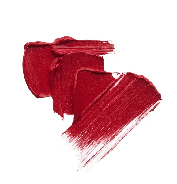 Mat Ruj Beyaz Arka Plan Üzerinde Izole Kırmızı Makyaj Smear — Stok fotoğraf